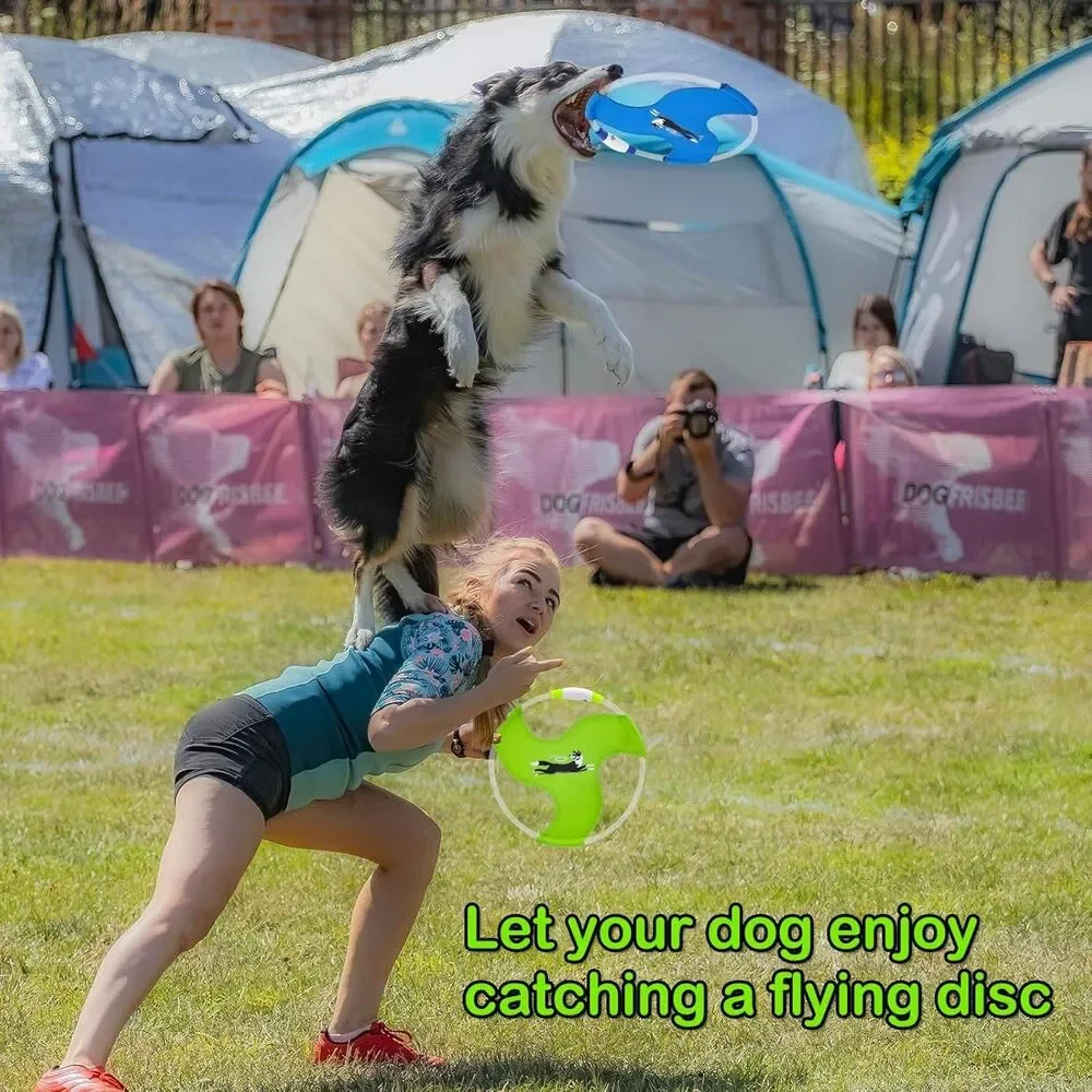 Dog Flying Disc Toy, Glow in The Dark Nylon Fetch Toy for Dogs, Green